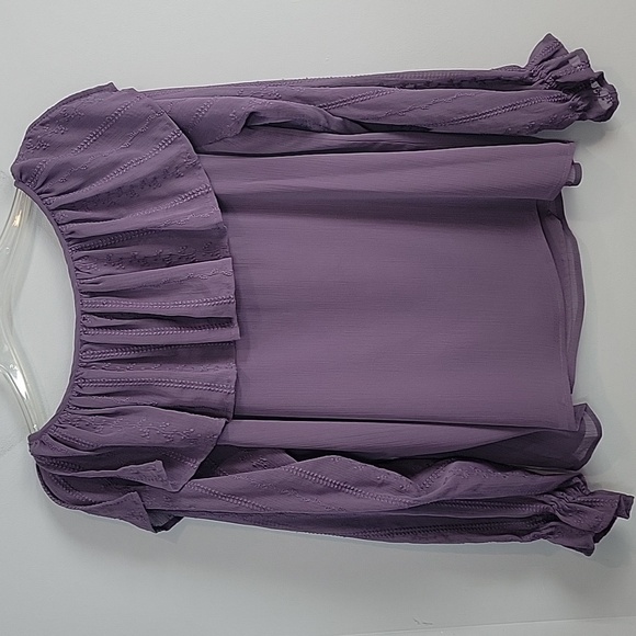 1 STATE Lavender Fields ruffle long sleeves embroidered blouse - Picture 6 of 10